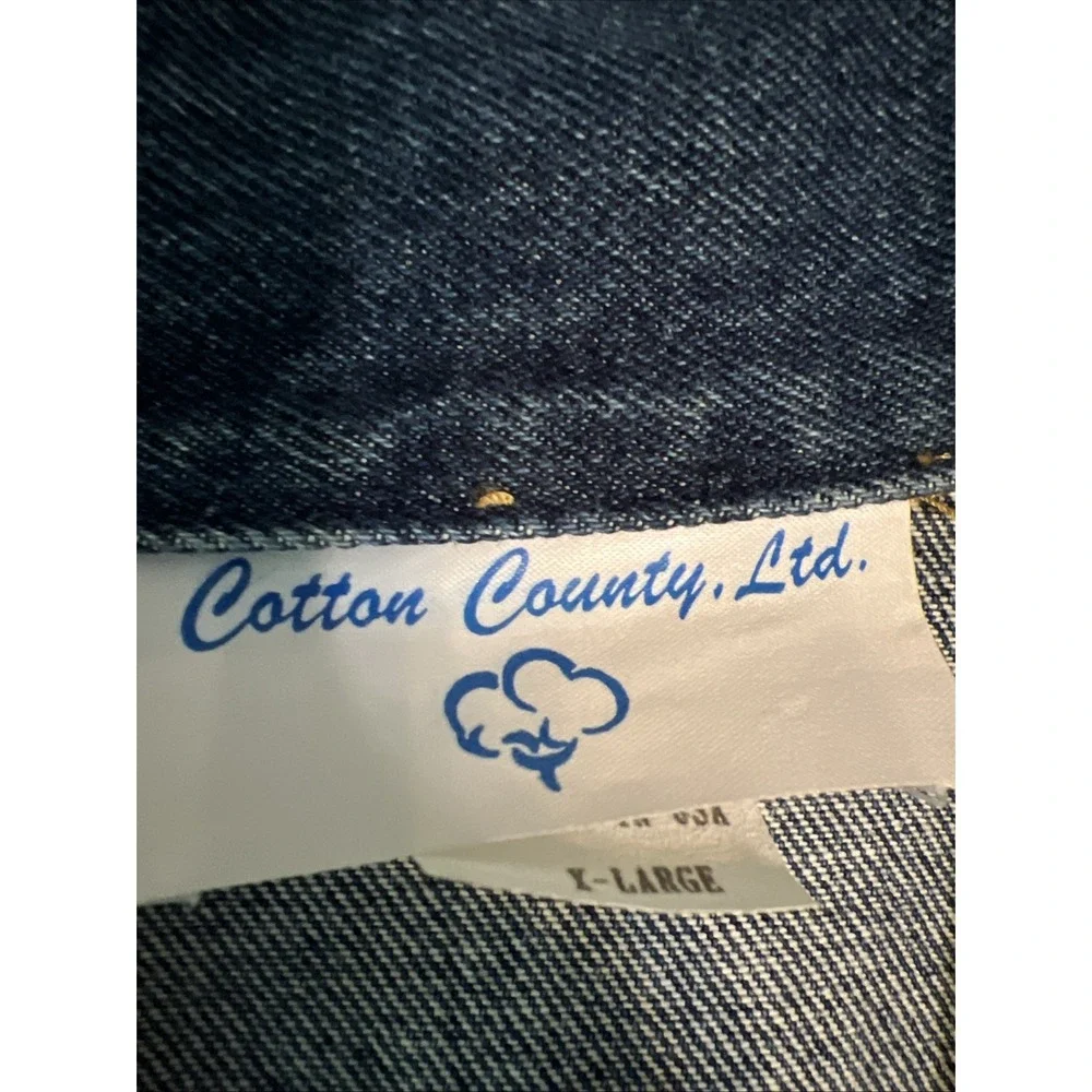 Vintage Denim Vest Women's XL Handmade In USA Baseball Themed Single Stitch 80's
